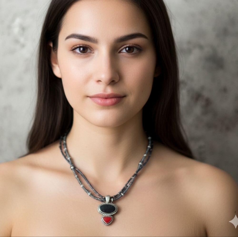 Artisan Beaded Pendant Necklace